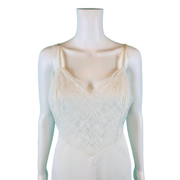 Vintage 60s Slip Dress Women's Small White Nylon Lace Bodice Vanity Fair Lingeri - Picture 3 of 10